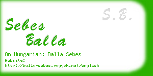 sebes balla business card